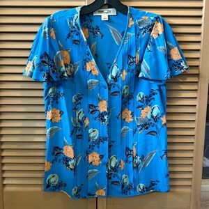 Diane Von Furstenberg Vivid Floral Top, Size 0